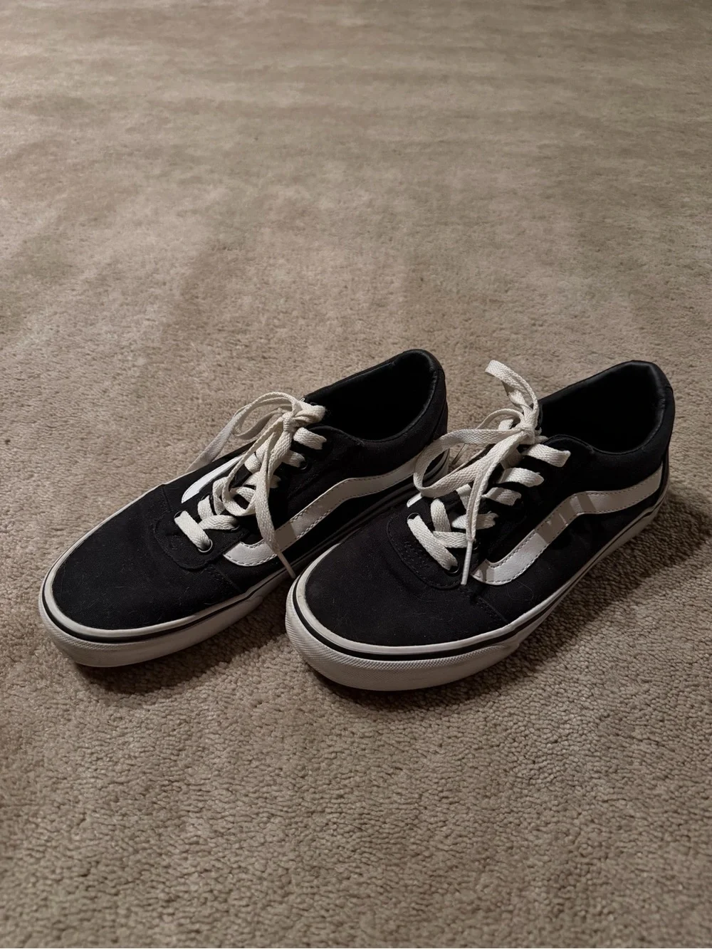 Vans Black and White Canvas Low-Top Sneakers